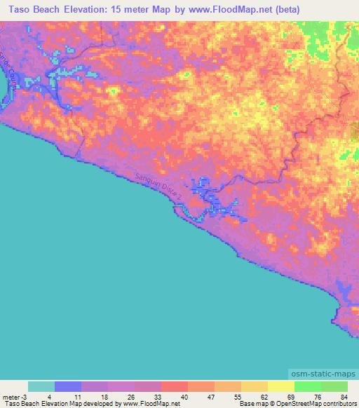 Taso Beach,Liberia Elevation Map