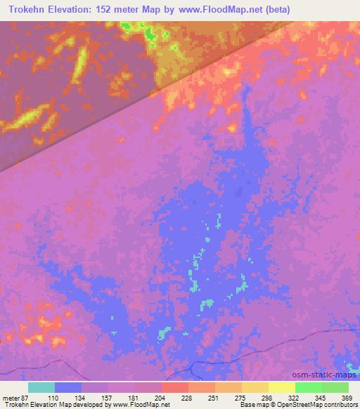 Trokehn,Liberia Elevation Map