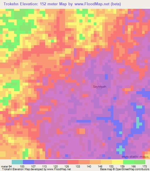 Trokehn,Liberia Elevation Map