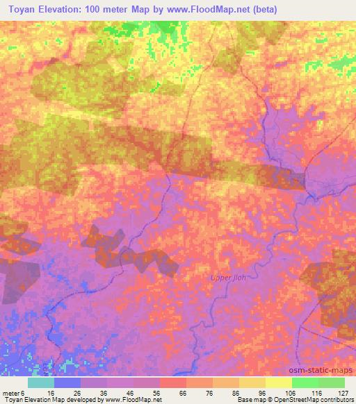 Toyan,Liberia Elevation Map