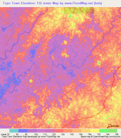 Topo Town,Liberia Elevation Map