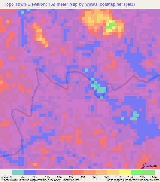 Topo Town,Liberia Elevation Map