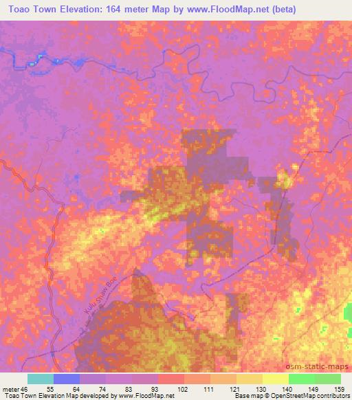 Toao Town,Liberia Elevation Map