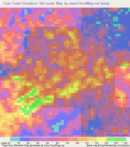 Toao Town,Liberia Elevation Map