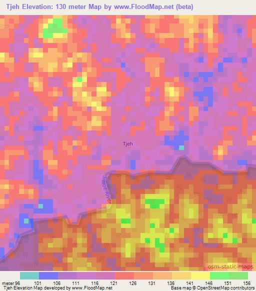 Tjeh,Liberia Elevation Map