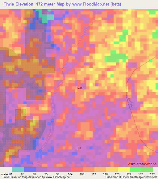 Tiwle,Liberia Elevation Map