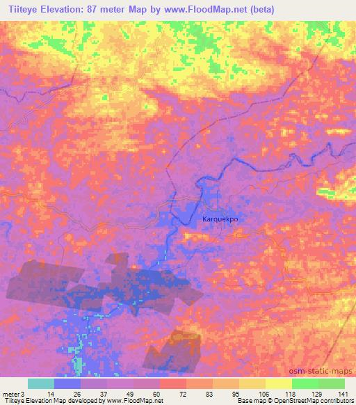 Tiiteye,Liberia Elevation Map