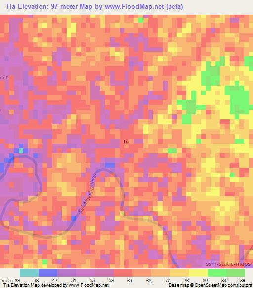 Tia,Liberia Elevation Map