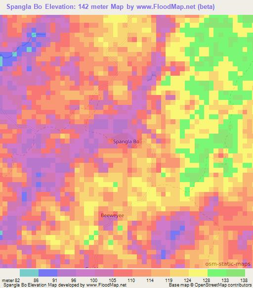 Spangla Bo,Liberia Elevation Map