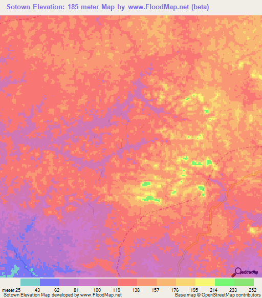 Sotown,Liberia Elevation Map