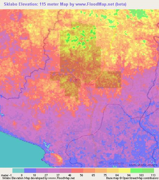 Sklabo,Liberia Elevation Map