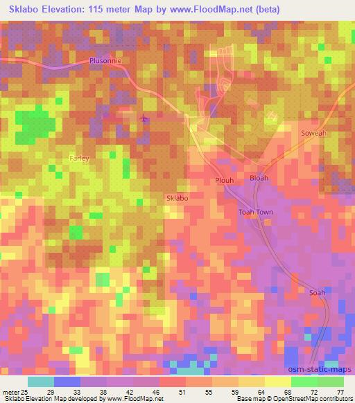 Sklabo,Liberia Elevation Map