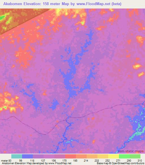 Akabomen,Liberia Elevation Map