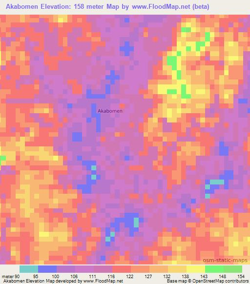 Akabomen,Liberia Elevation Map