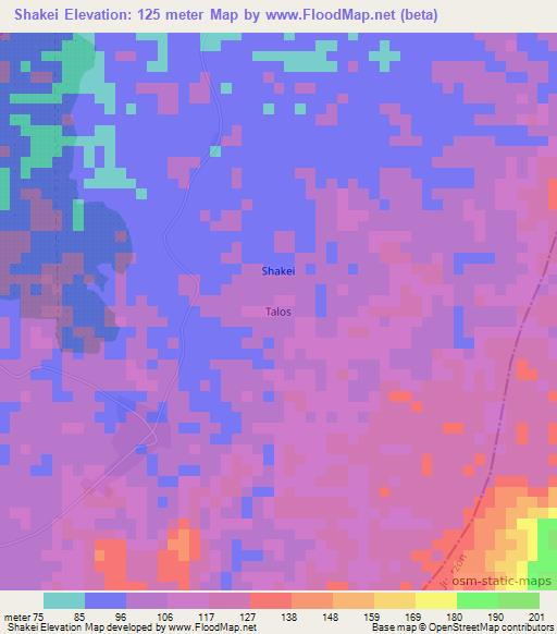 Shakei,Liberia Elevation Map