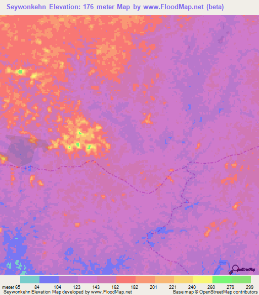 Seywonkehn,Liberia Elevation Map