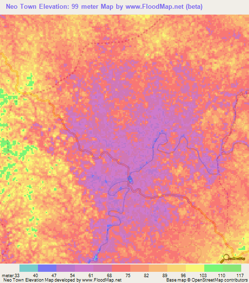 Neo Town,Liberia Elevation Map