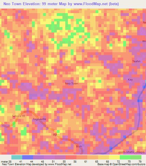 Neo Town,Liberia Elevation Map