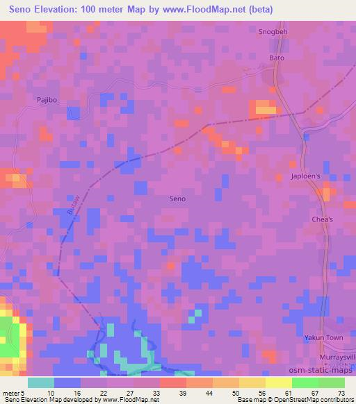 Seno,Liberia Elevation Map