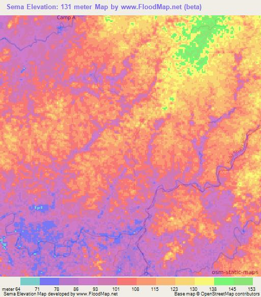 Sema,Liberia Elevation Map