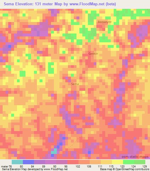 Sema,Liberia Elevation Map