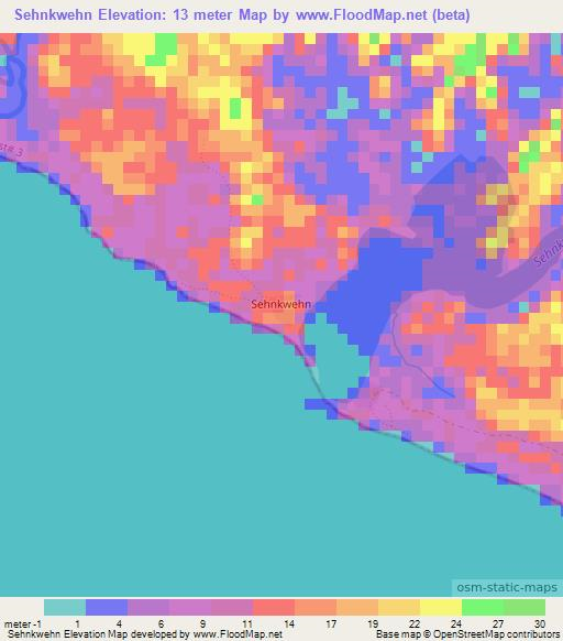 Sehnkwehn,Liberia Elevation Map