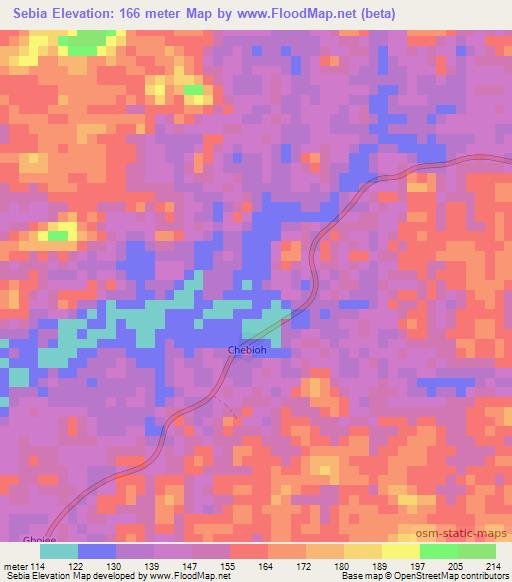 Sebia,Liberia Elevation Map