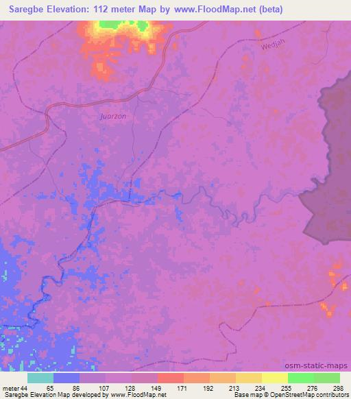 Saregbe,Liberia Elevation Map