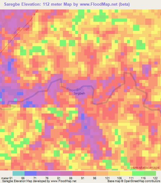 Saregbe,Liberia Elevation Map