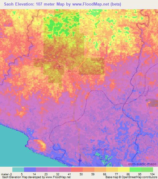 Saoh,Liberia Elevation Map