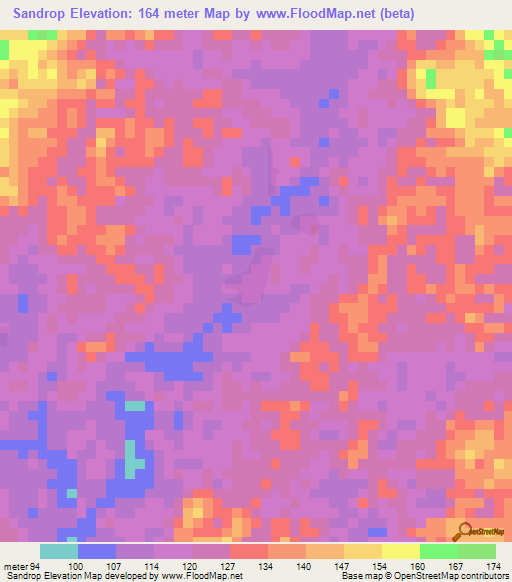 Sandrop,Liberia Elevation Map