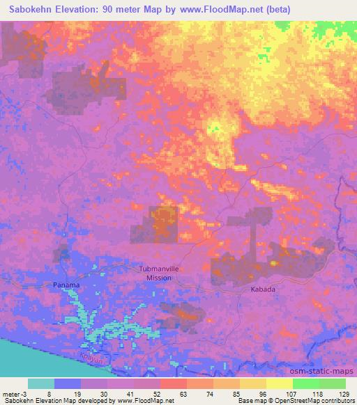 Sabokehn,Liberia Elevation Map