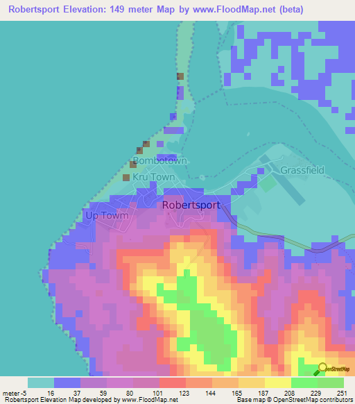 Elevation of Robertsport,Liberia Elevation Map, Topography, Contour