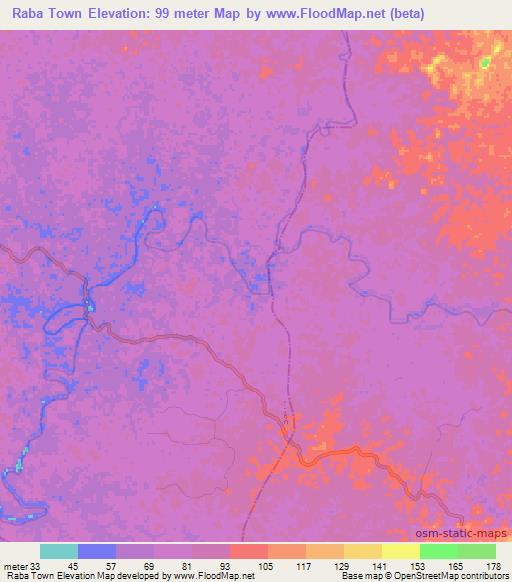 Raba Town,Liberia Elevation Map