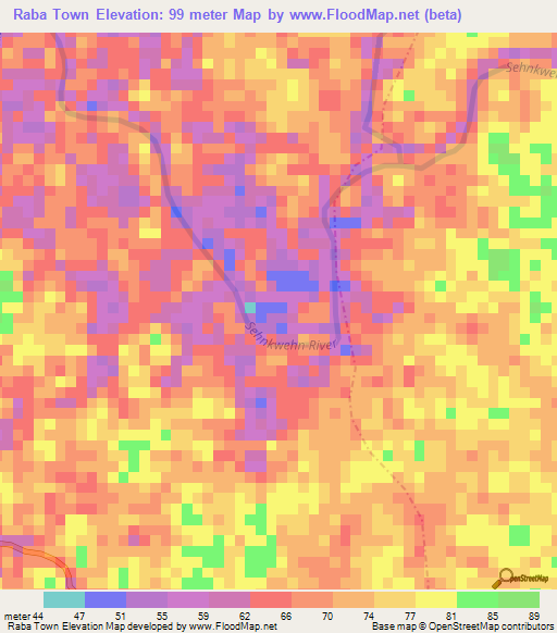 Raba Town,Liberia Elevation Map