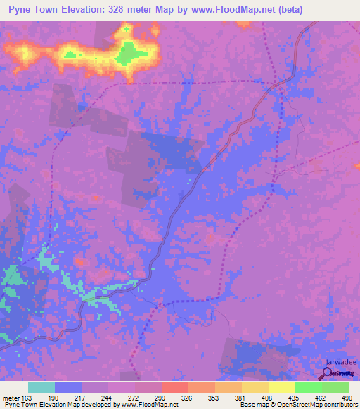 Pyne Town,Liberia Elevation Map