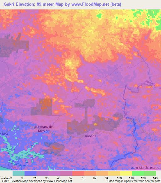 Gakri,Liberia Elevation Map