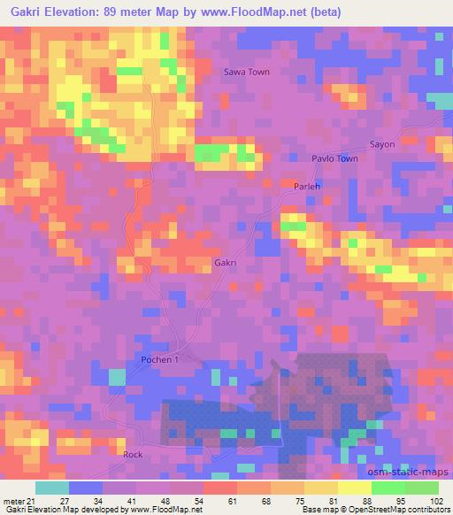 Gakri,Liberia Elevation Map