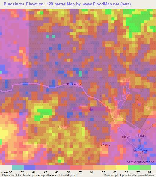 Pluosinroe,Liberia Elevation Map