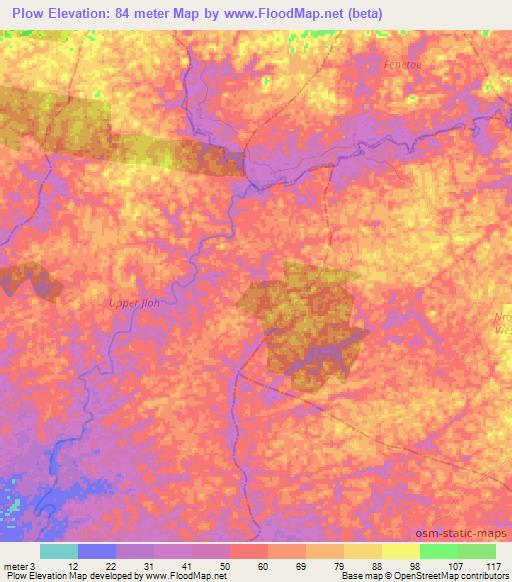 Plow,Liberia Elevation Map