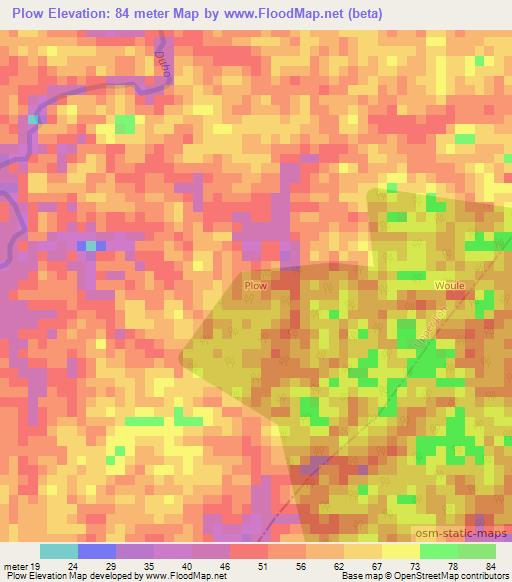 Plow,Liberia Elevation Map