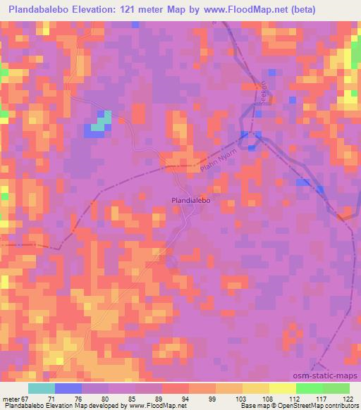 Plandabalebo,Liberia Elevation Map