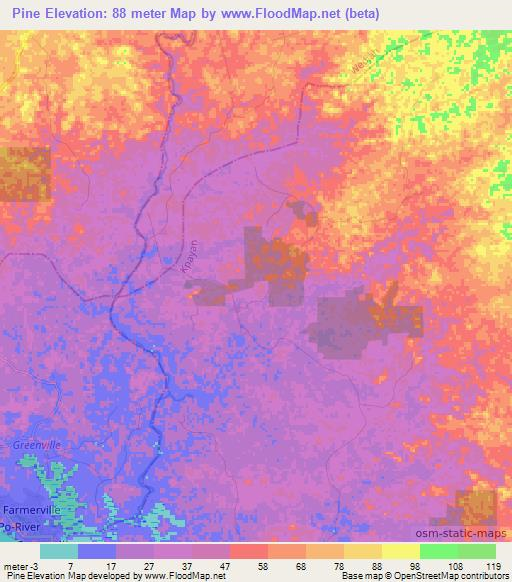 Pine,Liberia Elevation Map