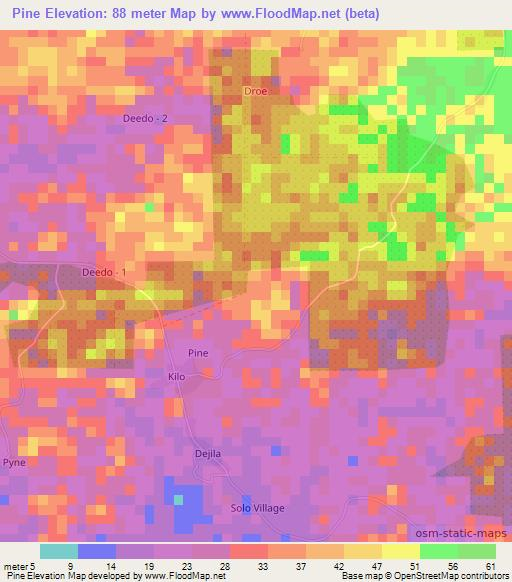 Pine,Liberia Elevation Map