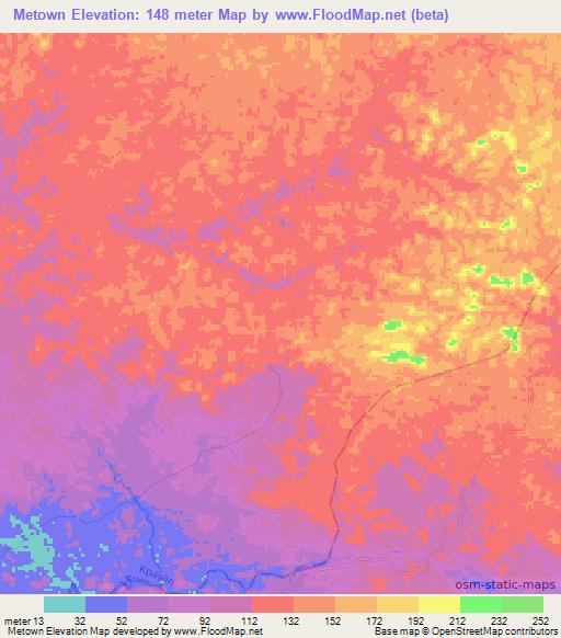 Metown,Liberia Elevation Map