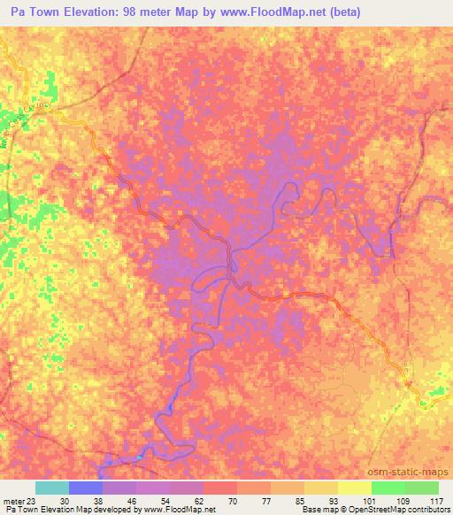 Pa Town,Liberia Elevation Map