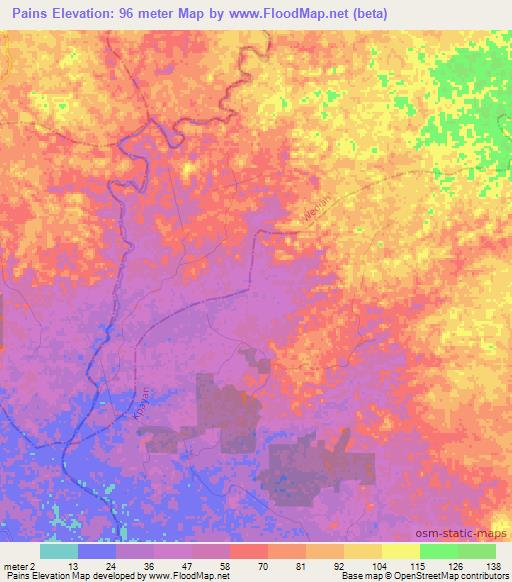 Pains,Liberia Elevation Map