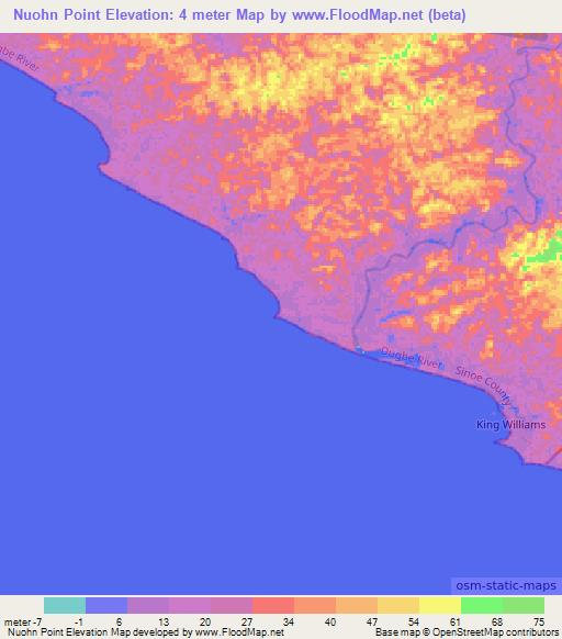 Nuohn Point,Liberia Elevation Map