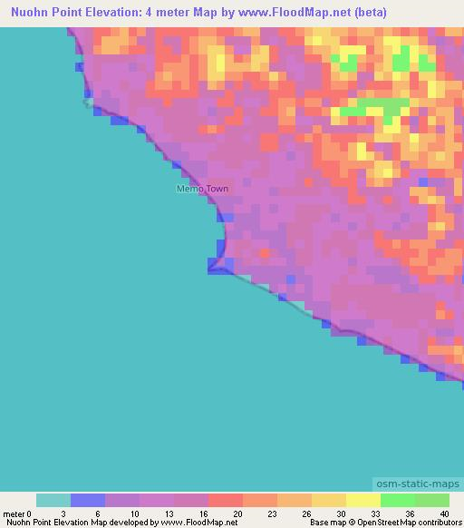 Nuohn Point,Liberia Elevation Map