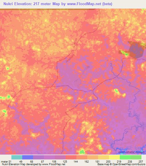 Nukri,Liberia Elevation Map